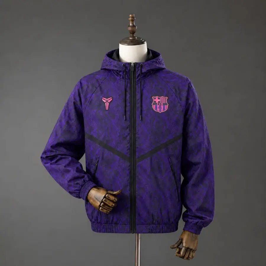 Sudadera con Capucha y Cremallera Barcelona 26/27 Morada Hombre