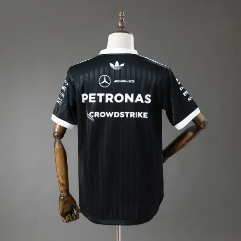 Mercedes AMG F1 2026 Black T-Shirt with White Collar