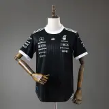 Camiseta Mercedes AMG Fórmula 1 2026 Negra con Cuello Blanco Hombre