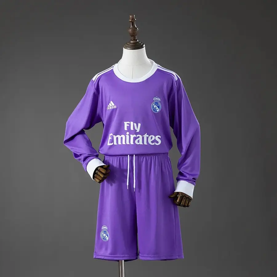 Conjunto Real Madrid Segunda Equipación 16/17 Retro Manga Larga Niños - Bota de Oro Tienda