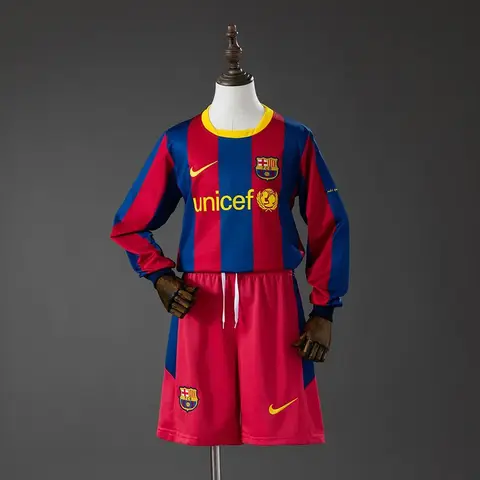 Conjunto Barcelona Primera Equipación 10/11 Retro Manga Larga Niños