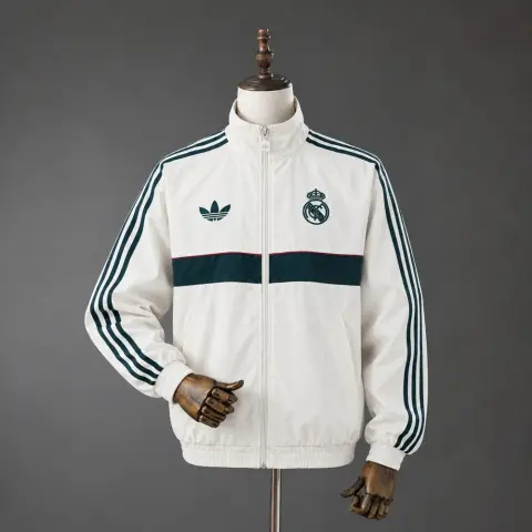 Real Madrid White and Green Full-Zip Jacket 26/27