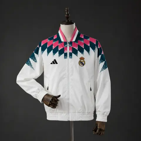 Real Madrid Retro White Windbreaker Jacket Men