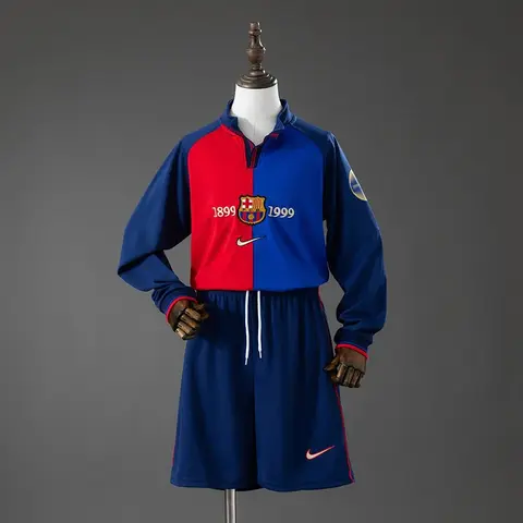 Conjunto Barcelona Centenario Retro Manga Larga Niños