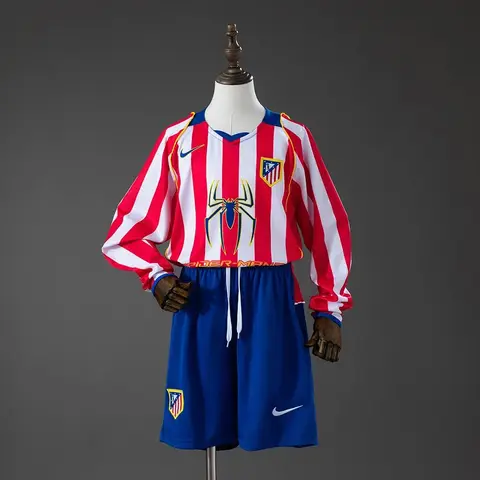 Conjunto Atlético Madrid Primera Equipación 04/05 Retro Manga Larga Niños