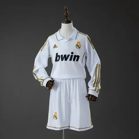 Conjunto Real Madrid Primera Equipación 11/12 Retro Manga Larga Niños