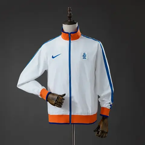 Chaqueta Países Bajos Cortavientos Blanca 10/11 Retro