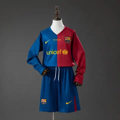 Conjunto Barcelona Primera Equipación 08/09 Retro Manga Larga Niños