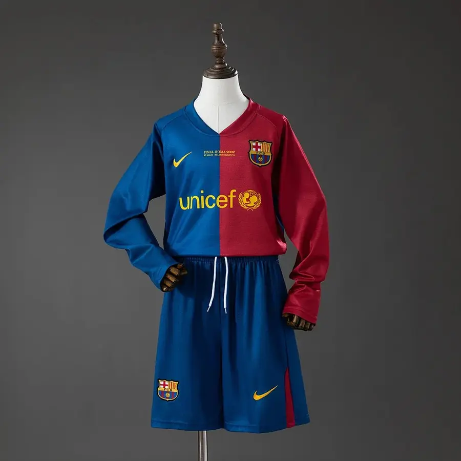 Conjunto Barcelona Primera Equipación 08/09 Retro Manga Larga Niños - Bota de Oro Tienda