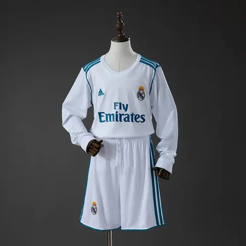 Conjunto Real Madrid Primera Equipación 17/18 Retro Manga Larga Niños
