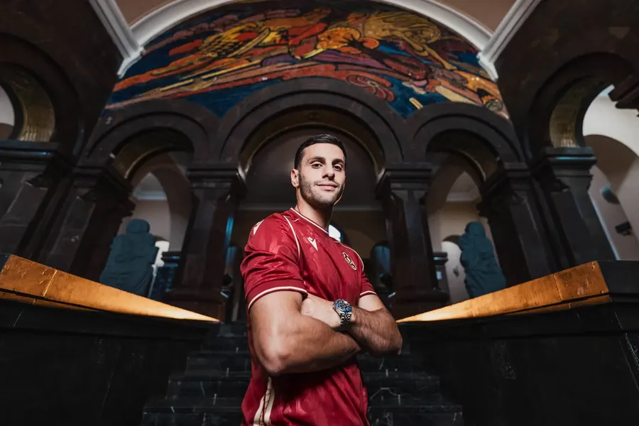 Armenia 2026/27: burgundy and white with ornament
