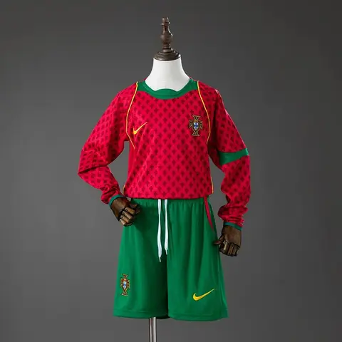 Conjunto Portugal Primera Equipación 2004 Retro Manga Larga Niños