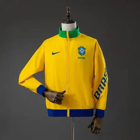 Chaqueta Brasil Cortavientos Amarilla y Azul Hombre
