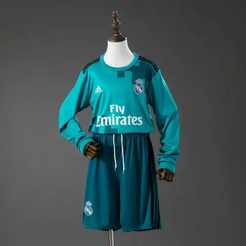 Conjunto Real Madrid Tercera Equipación 17/18 Retro Manga Larga Niños