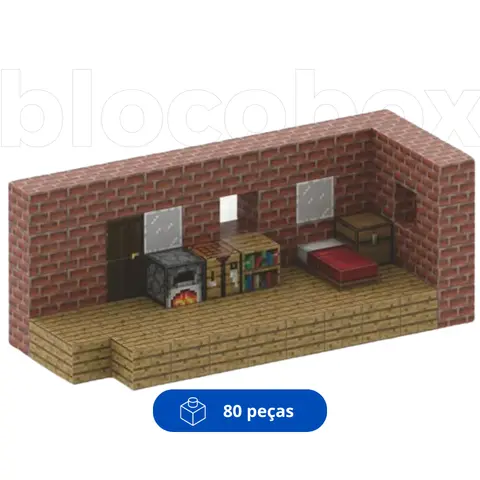 Red Brick Cabin: Minecraft Magnetic Blocks | 80 pieces