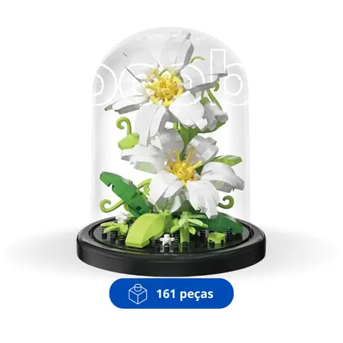 White Orchid in a Glass Dome | 161 pieces