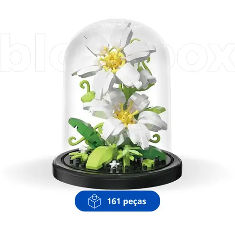 White Orchid in a Glass Dome | 161 pieces