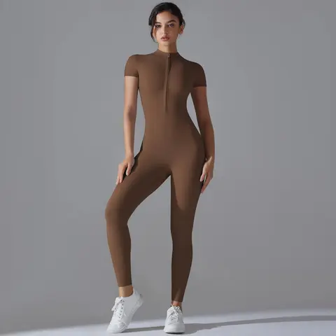 Volupie Zip Jumpsuit | Short Sleeve Sports Jumpsuit with Zip