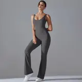 Volupie Bare Flare Jumpsuit | Mono Deportivo Sin Mangas Espalda Abierta Pierna Flare