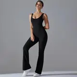 Volupie Bare Flare Jumpsuit | Mono Deportivo Sin Mangas Espalda Abierta Pierna Flare