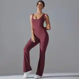 Volupie Bare Flare Jumpsuit | Mono Deportivo Sin Mangas Espalda Abierta Pierna Flare
