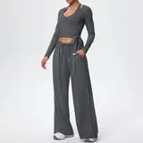 Volupie Flow Dance Complete Set | Conjunto 3 Piezas Top Halter + Wrap Manga Larga + Pantalón Wide Leg