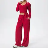 Volupie Flow Dance Complete Set | Conjunto 3 Piezas Top Halter + Wrap Manga Larga + Pantalón Wide Leg