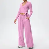 Volupie Flow Dance Complete Set | Conjunto 3 Piezas Top Halter + Wrap Manga Larga + Pantalón Wide Leg