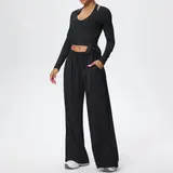 Volupie Flow Dance Complete Set | Conjunto 3 Piezas Top Halter + Wrap Manga Larga + Pantalón Wide Leg