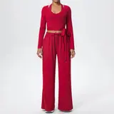 Volupie Flow Dance Complete Set | Conjunto 3 Piezas Top Halter + Wrap Manga Larga + Pantalón Wide Leg
