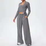 Volupie Flow Dance Complete Set | Conjunto 3 Piezas Top Halter + Wrap Manga Larga + Pantalón Wide Leg