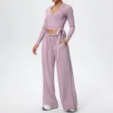 Volupie Flow Dance Complete Set | Conjunto 3 Piezas Top Halter + Wrap Manga Larga + Pantalón Wide Leg