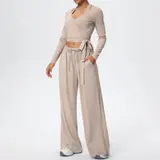 Volupie Flow Dance Complete Set | Conjunto 3 Piezas Top Halter + Wrap Manga Larga + Pantalón Wide Leg