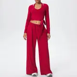 Volupie Flow Dance Complete Set | Conjunto 3 Piezas Top Halter + Wrap Manga Larga + Pantalón Wide Leg