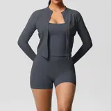 Volupie Zip Flow Short Set | Conjunto 3 Piezas Chaqueta + Top + Short con Bolsillo