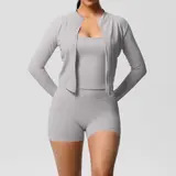 Volupie Zip Flow Short Set | Conjunto 3 Piezas Chaqueta + Top + Short con Bolsillo