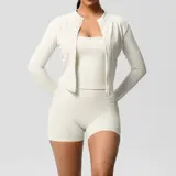 Volupie Zip Flow Short Set | Conjunto 3 Piezas Chaqueta + Top + Short con Bolsillo