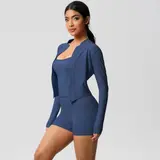 Volupie Zip Flow Short Set | Conjunto 3 Piezas Chaqueta + Top + Short con Bolsillo