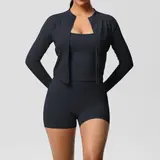 Volupie Zip Flow Short Set | Conjunto 3 Piezas Chaqueta + Top + Short con Bolsillo