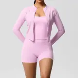 Volupie Zip Flow Short Set | Conjunto 3 Piezas Chaqueta + Top + Short con Bolsillo