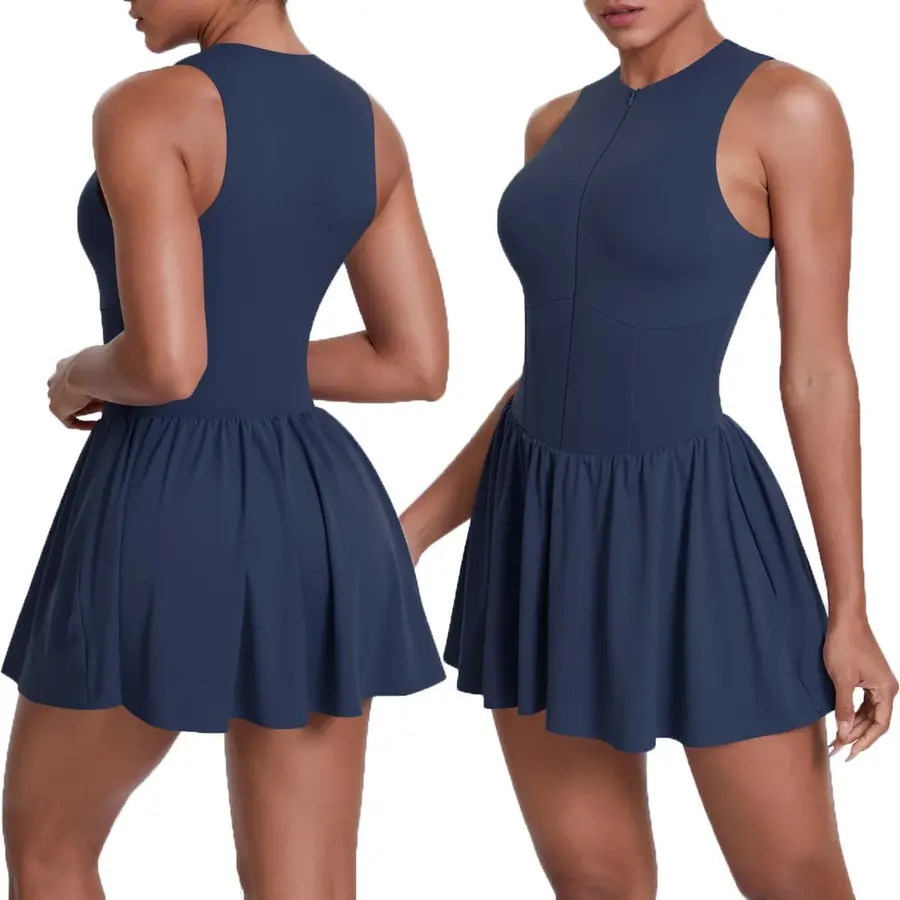 Volupie Court Dress | Vestido Deportivo Sin Mangas con Cremallera y Falda con Vuelo
