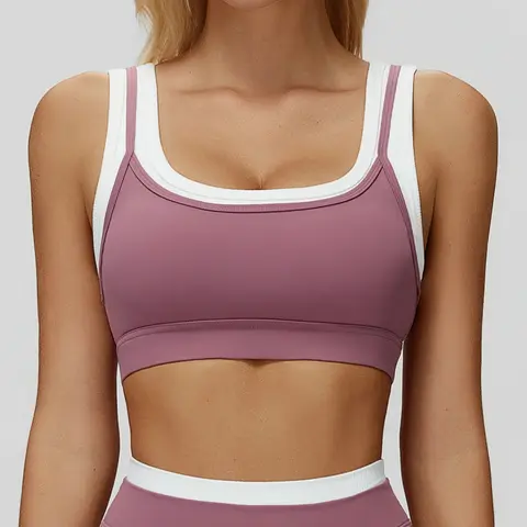 Volupie Stripe Top | Two-Tone High Support Sports Top
