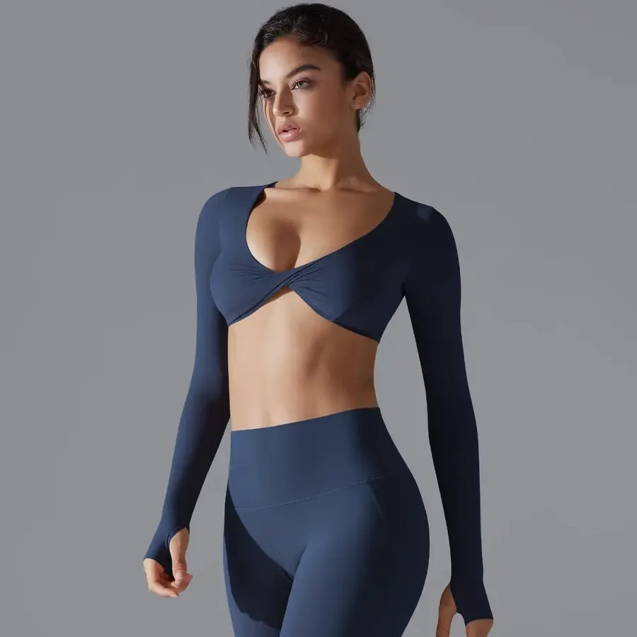 Volupie Twist Long Top | Top Cropped Manga Larga con Nudo Frontal