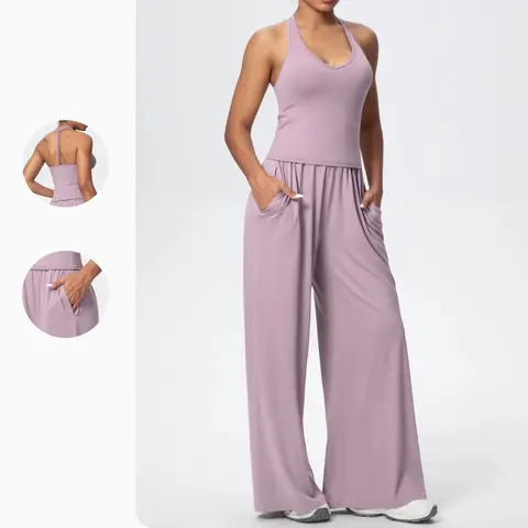 Volupie Flow Dance Set | Conjunto Top Halter + Pantalón Wide Leg Fluido con Bolsillos