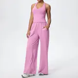 Volupie Flow Dance Set | Conjunto Top Halter + Pantalón Wide Leg Fluido con Bolsillos