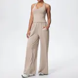 Volupie Flow Dance Set | Conjunto Top Halter + Pantalón Wide Leg Fluido con Bolsillos