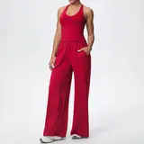 Volupie Flow Dance Set | Conjunto Top Halter + Pantalón Wide Leg Fluido con Bolsillos