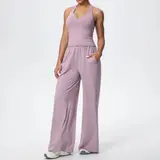 Volupie Flow Dance Set | Conjunto Top Halter + Pantalón Wide Leg Fluido con Bolsillos