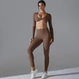 Volupie Twist Long Set | Conjunto Top Manga Larga Nudo + Legging Scrunch