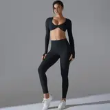 Volupie Twist Long Set | Conjunto Top Manga Larga Nudo + Legging Scrunch